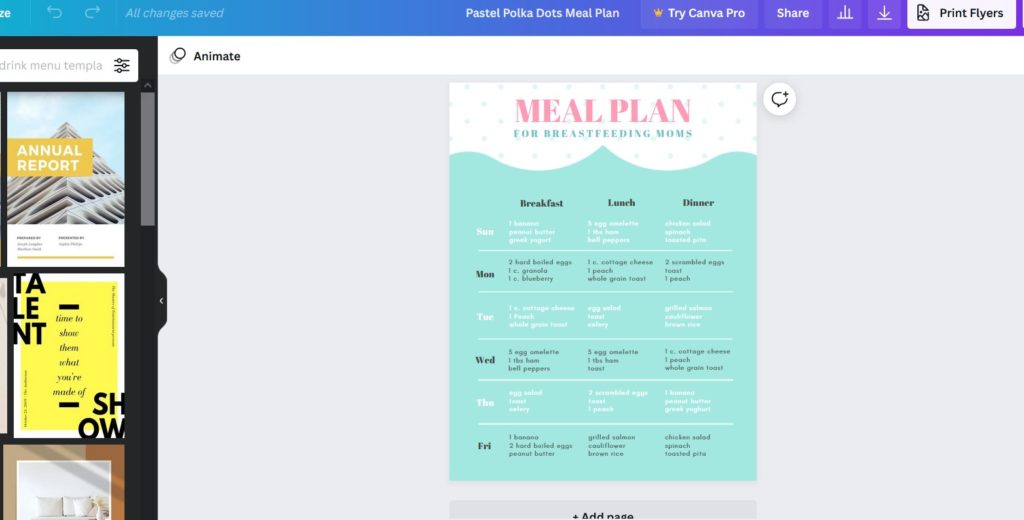 Meal Plan Template